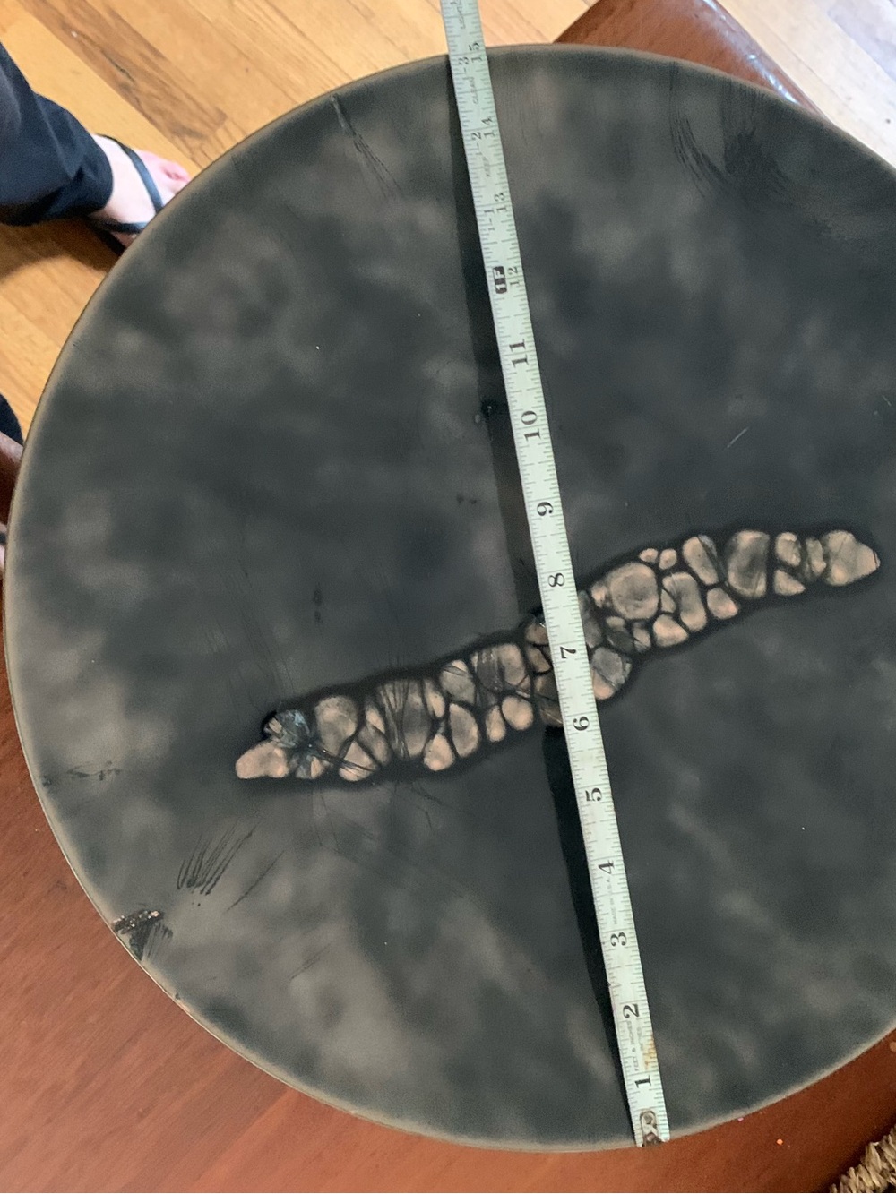 Handcrafted Mixed Media Wall Art - Black and Tan Resin Accent